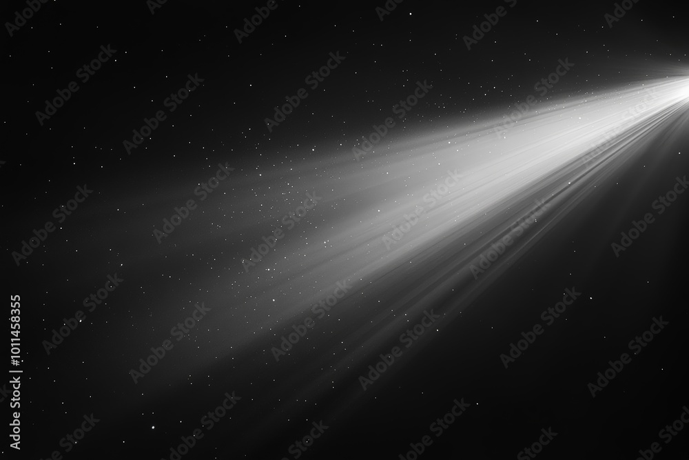 Poster In this image, monochrome light trails burst into a starry night sky, creating a dynamic and introspective cosmic portrayal full of wonder and artistic expression.