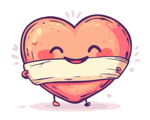Cute heart character with a cheerful expression, isolated background.