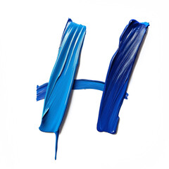 Letter H made of blue paint brush stroke