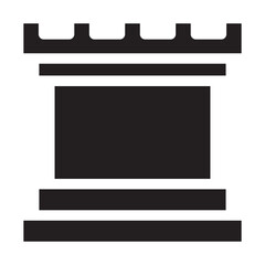 Chess rook icon in solid style. Simple sports symbol vector illustration — pixel-perfect icon.