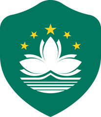 Macau Flag on Shield Shape