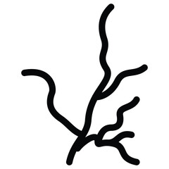 Hand drawn doodle seaweed. Isolated on white background. Leafless tree illustration design element symbol of drought