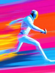 Dynamic Fencing Illustration with Vivid Colors