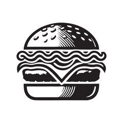 Burger Silhouette Icon with Layers