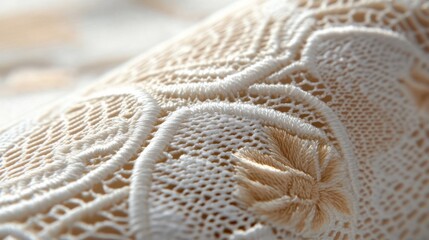 Intricate Floral Embroidery on Light Fabric