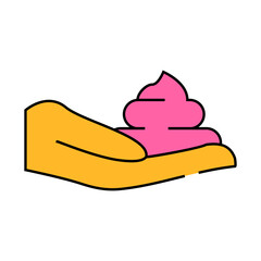 sunscreen cream on hand line icon vector. sunscreen cream on hand sign. isolated symbol illustration