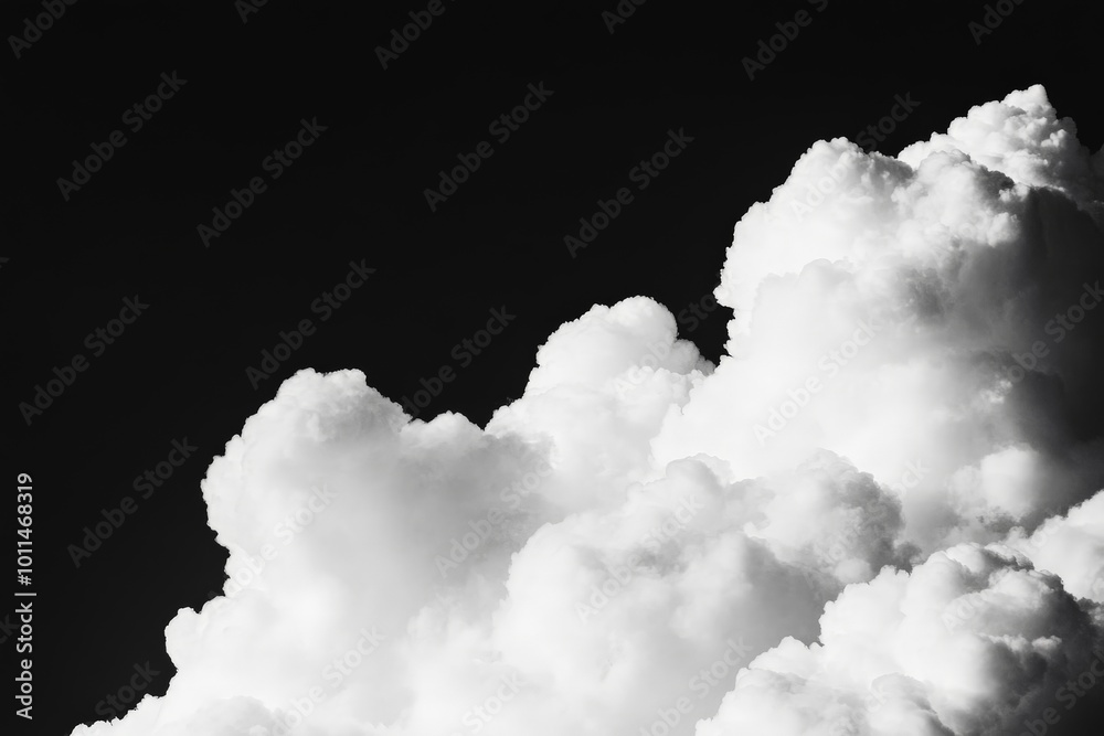 Aufkleber An impressive capture of towering cloud formations rendered in monochrome, illustrating the artistic interplay of light and shadow across voluminous surfaces.