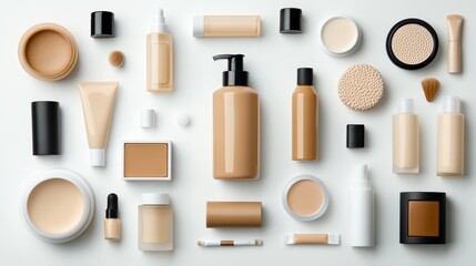 Obraz premium Makeup Foundation Products Flat Lay Photography Beauty Cosmetics Still Life