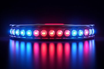 Realistic vector illustration of blue and red flashing sirens, typically seen on police or emergency vehicles, set against a dark background. Ideal for safety, emergency, and law enforcement themes.

