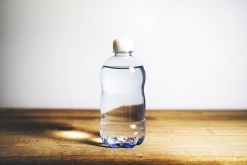 a water bottle with a white cap,