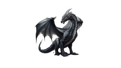  Phantasy dragon isolated on transparent background mythical creature with fiery wings and detailed scales majestic reptile in fantasy world