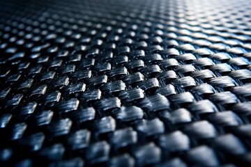 Close-up of a Black Woven Carbon Fiber Material Texture