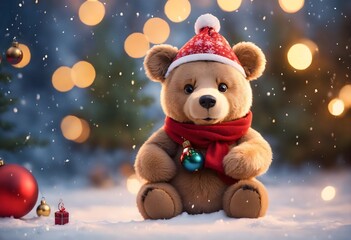 teddy bear with christmas gift