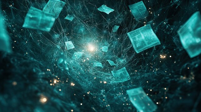 image depicting tangled web of fake news signs symbolizing the spread of disinformation