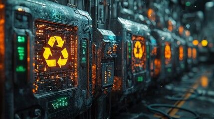 Electric Charging Stations with Recycling Symbols