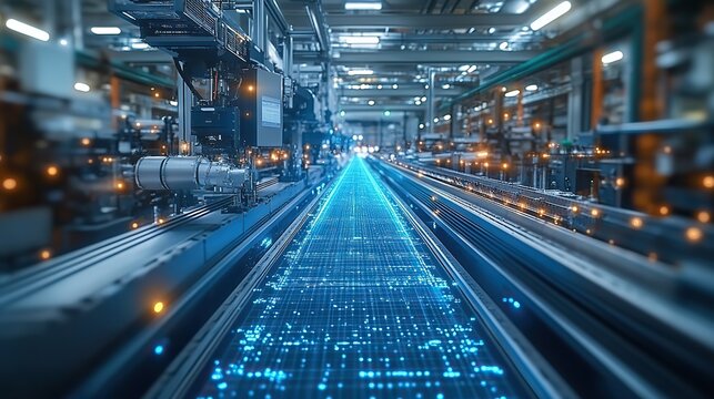 industry 4 0 smart factory interior showcases advanced automation machinery ,robotics in futuristic industrial setting innovation engineering ,interconnected systems generative ai