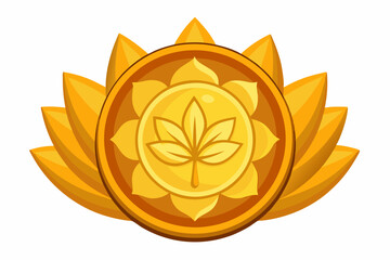 Dhanteras golden coin lotus vector-