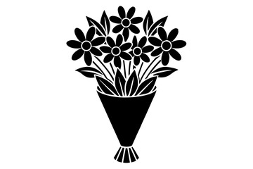 a short and pealistic bouquet flowers silhouette