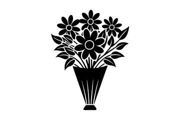 a short and pealistic bouquet flowers silhouette