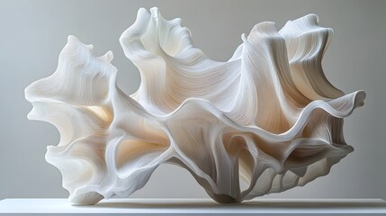 Elegant and Organic Abstract Fluid Sculpture with Flowing,Graceful Curvy Wave Design. Minimalist,Contemporary Art Piece Suitable for Luxury Branding,Wallpaper,or Premium Background Imagery.