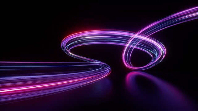 looping 3d animation. Abstract ultraviolet background of flowing neon lines moving endlessly in a curvy path