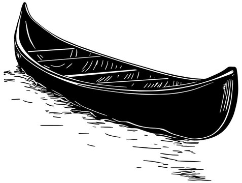 black canoe on water clip art preview