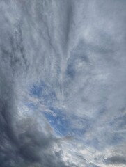 Dramatic panorama sky with storm cloud on a cloudy day. Panoramic image.