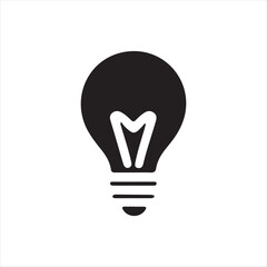 Light bulb icon vector silhouette