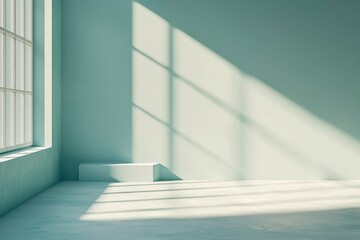 Obraz premium Minimalist Room Interior with Window Light and Platform