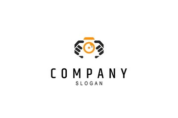 photography camera logo with flat vector design style