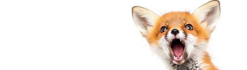 Fox in surprise, white isolate background