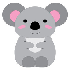 cute cartoon happy little gray koala with big ears, paws, stock vector, white background © Nata