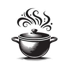 Cooking Pot Silhouette with Steam