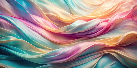 Fototapeta premium Abstract Flowing Fabric in Vibrant Hues of Yellow, Pink, Blue, and Green