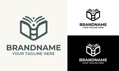 Abstract Open Book Logo Design Template