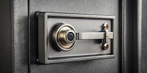 A Close-up View of a Secure Safe Door with a Shiny Metal Lever and a Circular Lock Mechanism