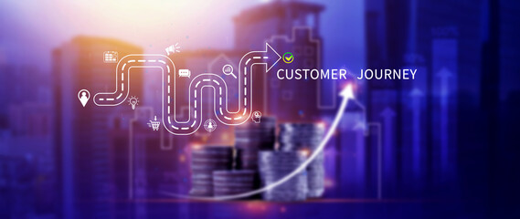 Customer journey concept, marketing and customer behavior analysis, Understanding customer journey to improve their overall customer experience and increase loyalty, Marketing strategic planning.