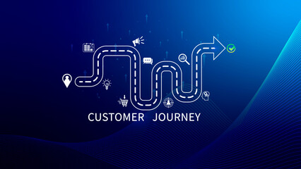 Customer journey concept, marketing and customer behavior analysis, Understanding customer journey to improve their overall customer experience and increase loyalty, Marketing strategic planning.