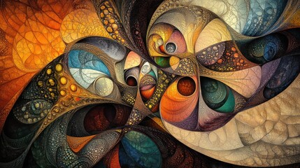 A digital fine art piece, blending abstract and surrealism, with intricate textures and vibrant colors on a digital canvas