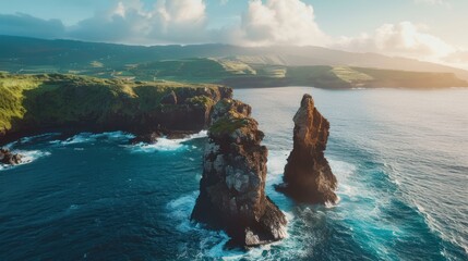 rocks sticking out of the sea