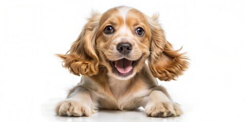 adorable golden retriever puppy with tongue out