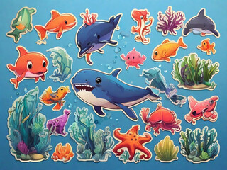 Naklejka premium Sea Animals Image