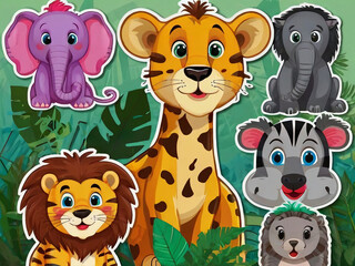 Naklejka premium Jungle Animals Image