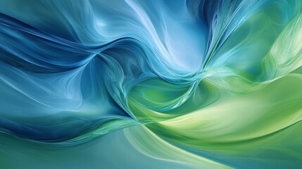 Obraz premium Abstract Green and Blue Liquid Painting with Flowing Background Design