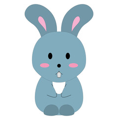 cute cartoon little rabbit hare with big ears, paws, stock vector, white background