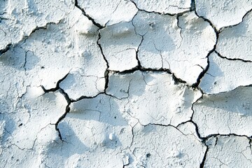 Fototapeta premium Cracked White Paint Surface with Deep Lines