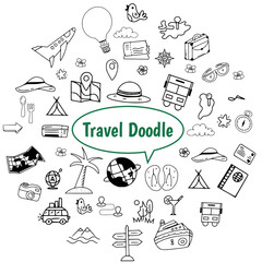 travel line icons vector clipart hand drawn element doodle template