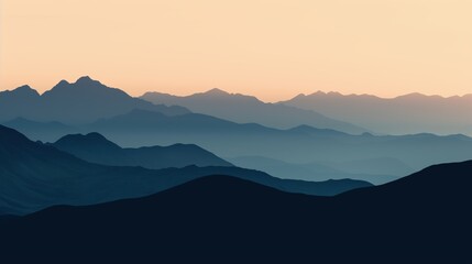 Obraz premium Stunning Minimalist Mountain Silhouettes at Dawn Captivating Art for Nature Lovers