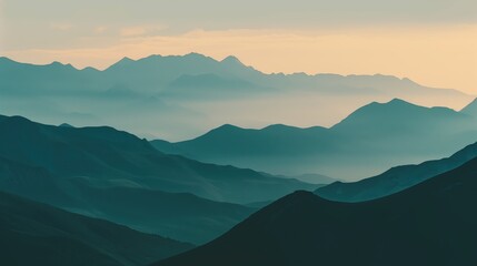 Obraz premium Stunning Minimalist Mountain Silhouettes at Dawn Captivating Art for Nature Lovers