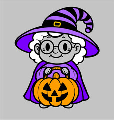 Obraz premium Sorcière Mignonne d'Halloween